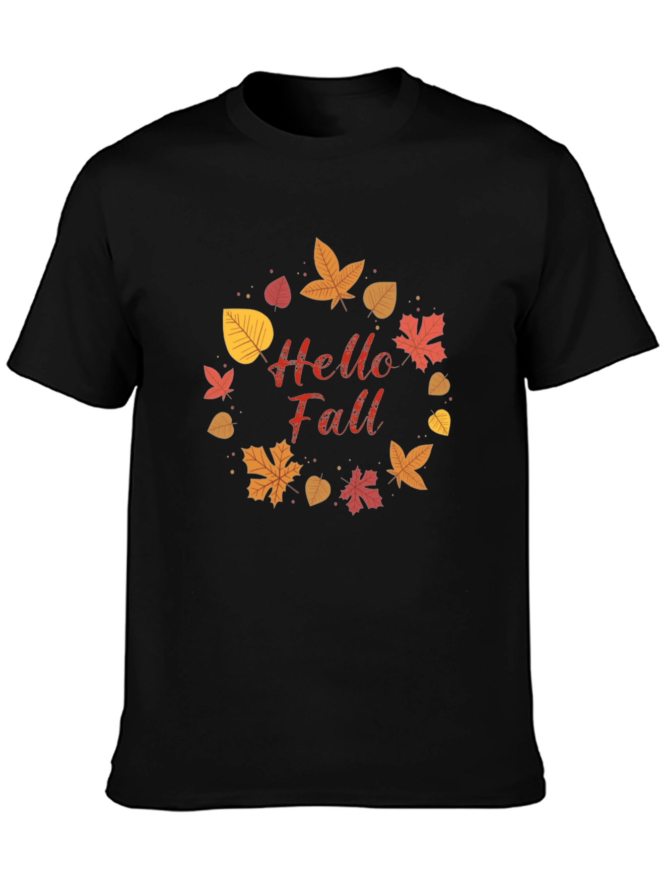 Hello Fall Leaf Wreath Graphic T-Shirt