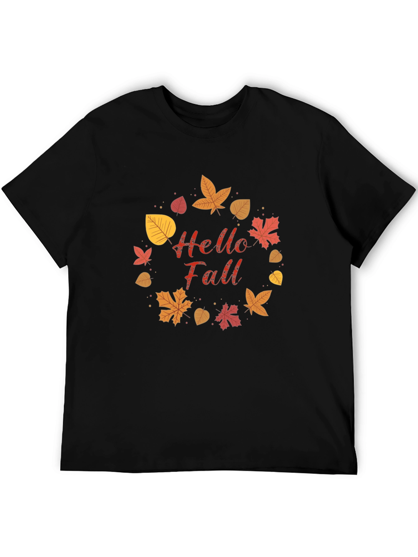 Hello Fall Leaf Wreath Graphic T-Shirt