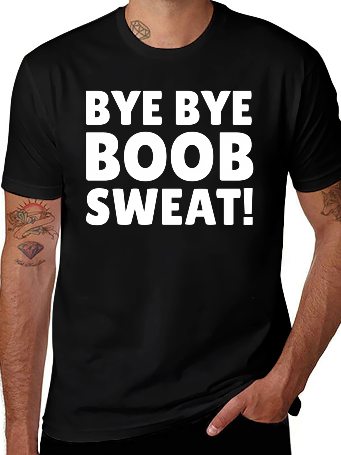 Bye Bye Boob Sweat T-Shirt - Black Novelty Tee