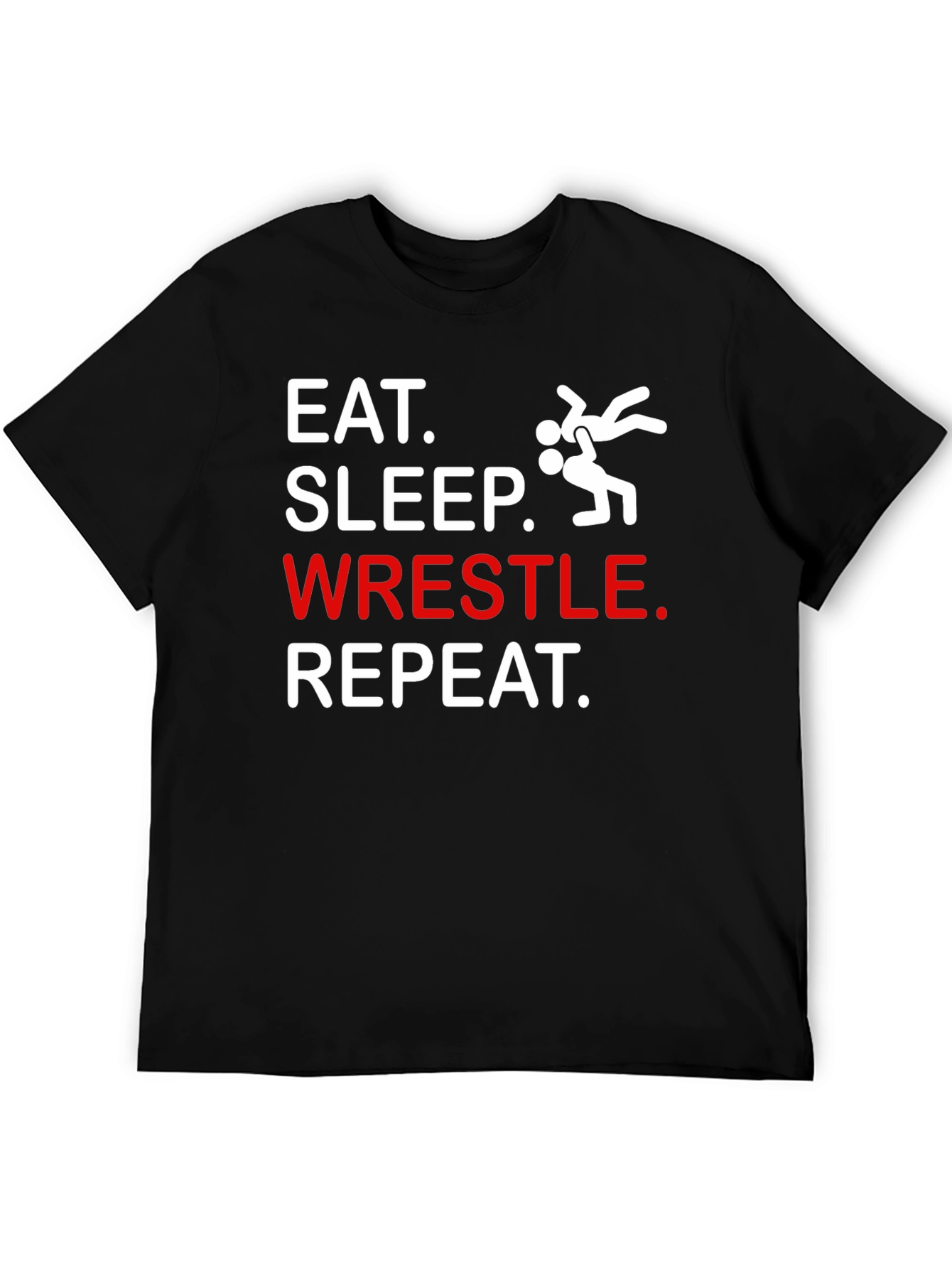 Eat Sleep Wrestle Repeat Black Graphic T-Shirt
