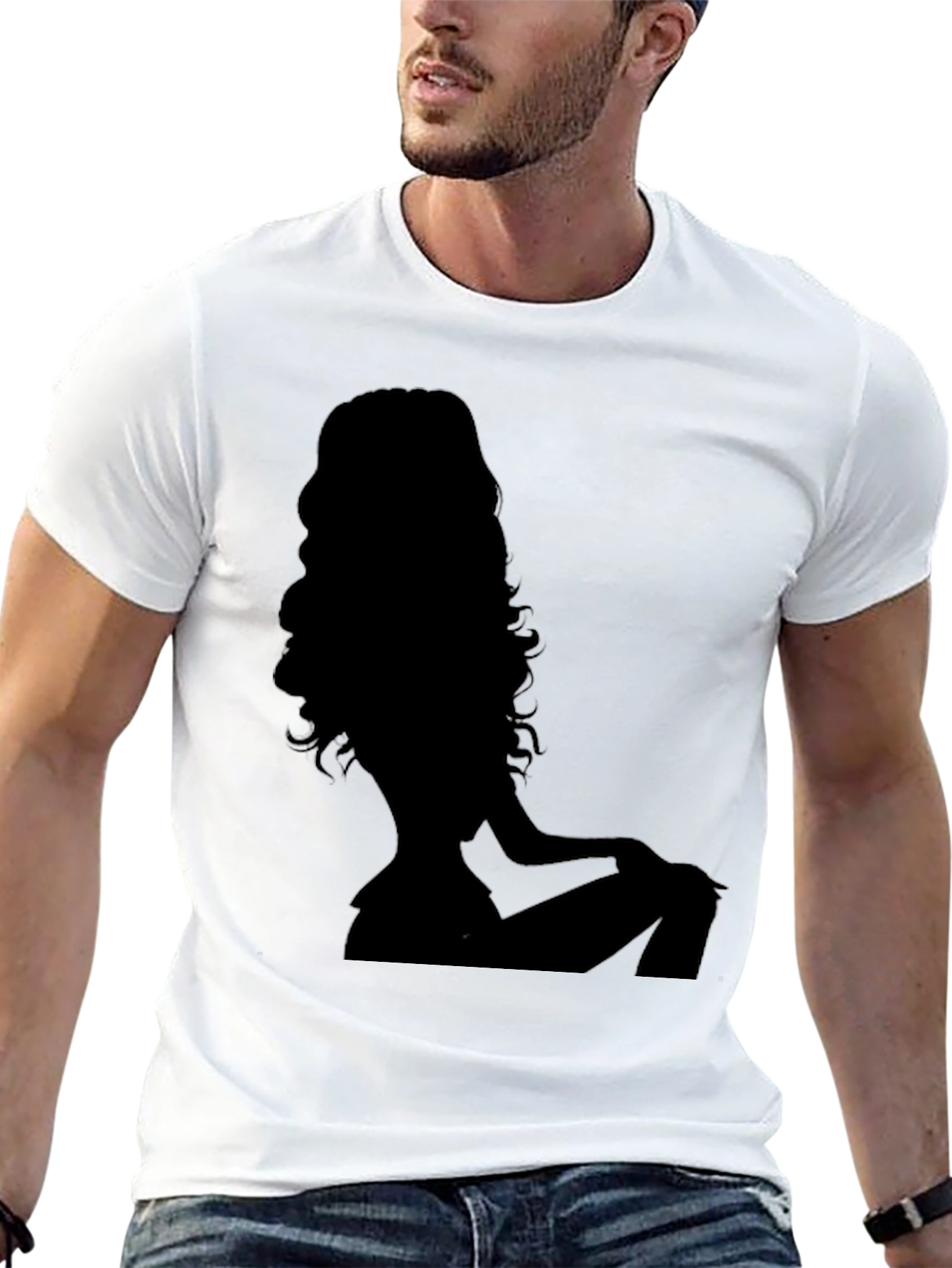 Silhouette Woman Graphic Tee - Black Cotton T-Shirt