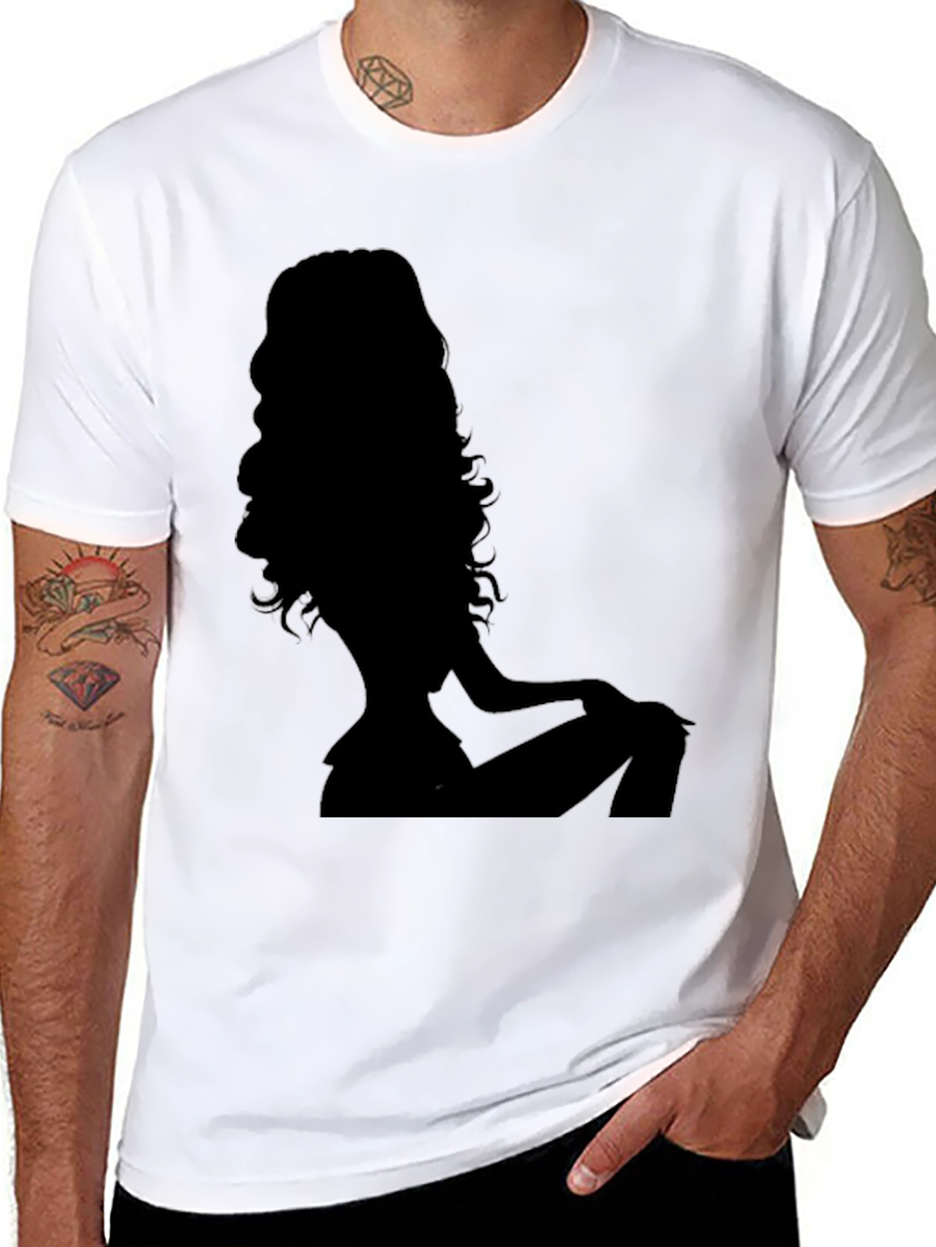 Silhouette Woman Graphic Tee - Black Cotton T-Shirt