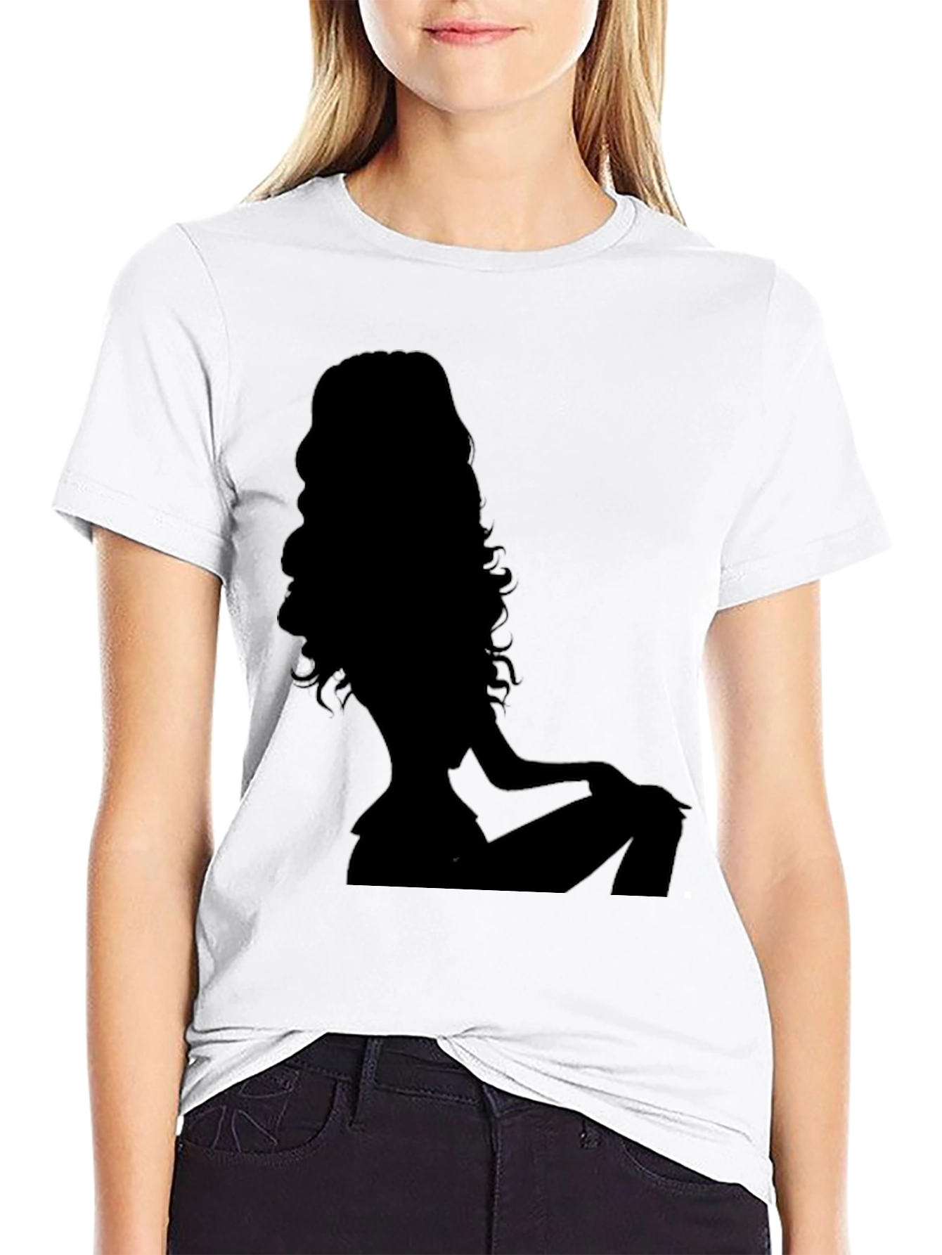 Silhouette Woman Graphic Tee - Black Cotton T-Shirt