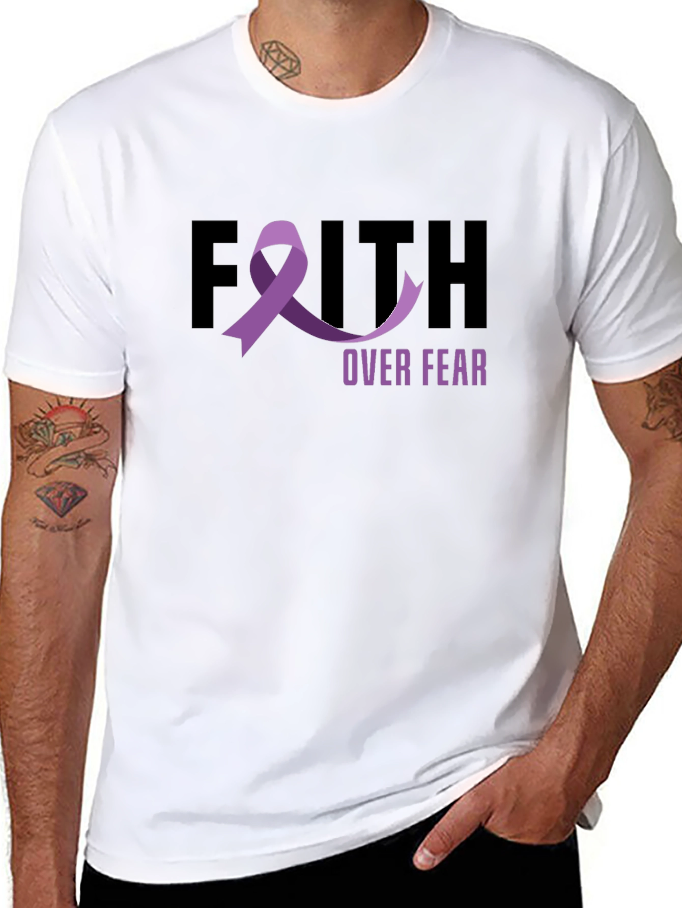 Faith Over Fear Purple Ribbon T-Shirt