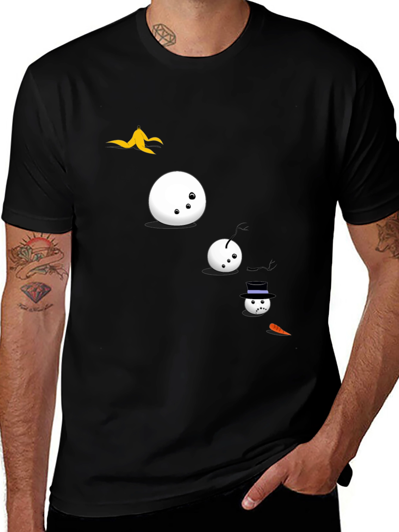 Funny Snowman T-Shirt - Black Cotton Tee