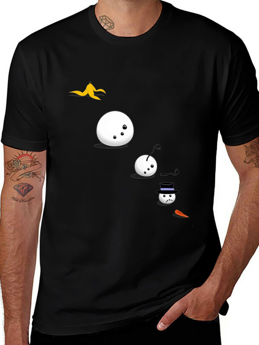 Funny Snowman T-Shirt - Black Cotton Tee