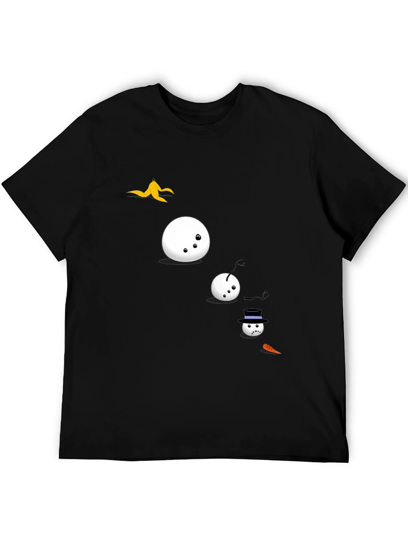 Funny Snowman T-Shirt - Black Cotton Tee