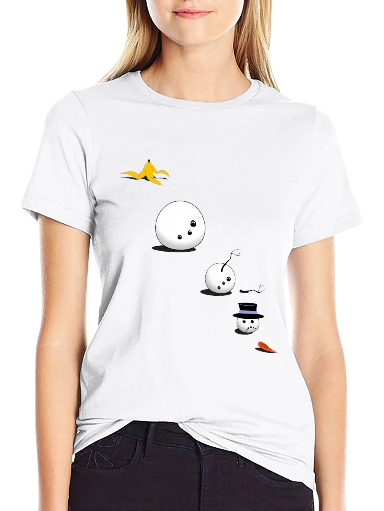 Funny Snowman T-Shirt - Black Cotton Tee