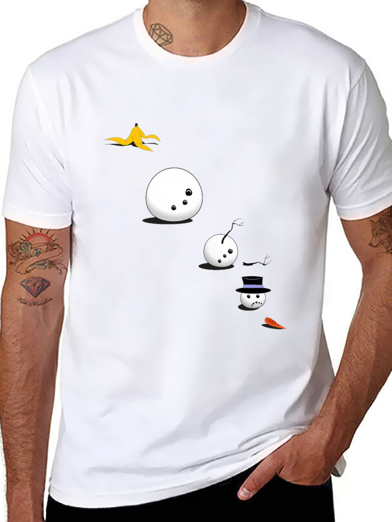 Funny Snowman T-Shirt - Black Cotton Tee
