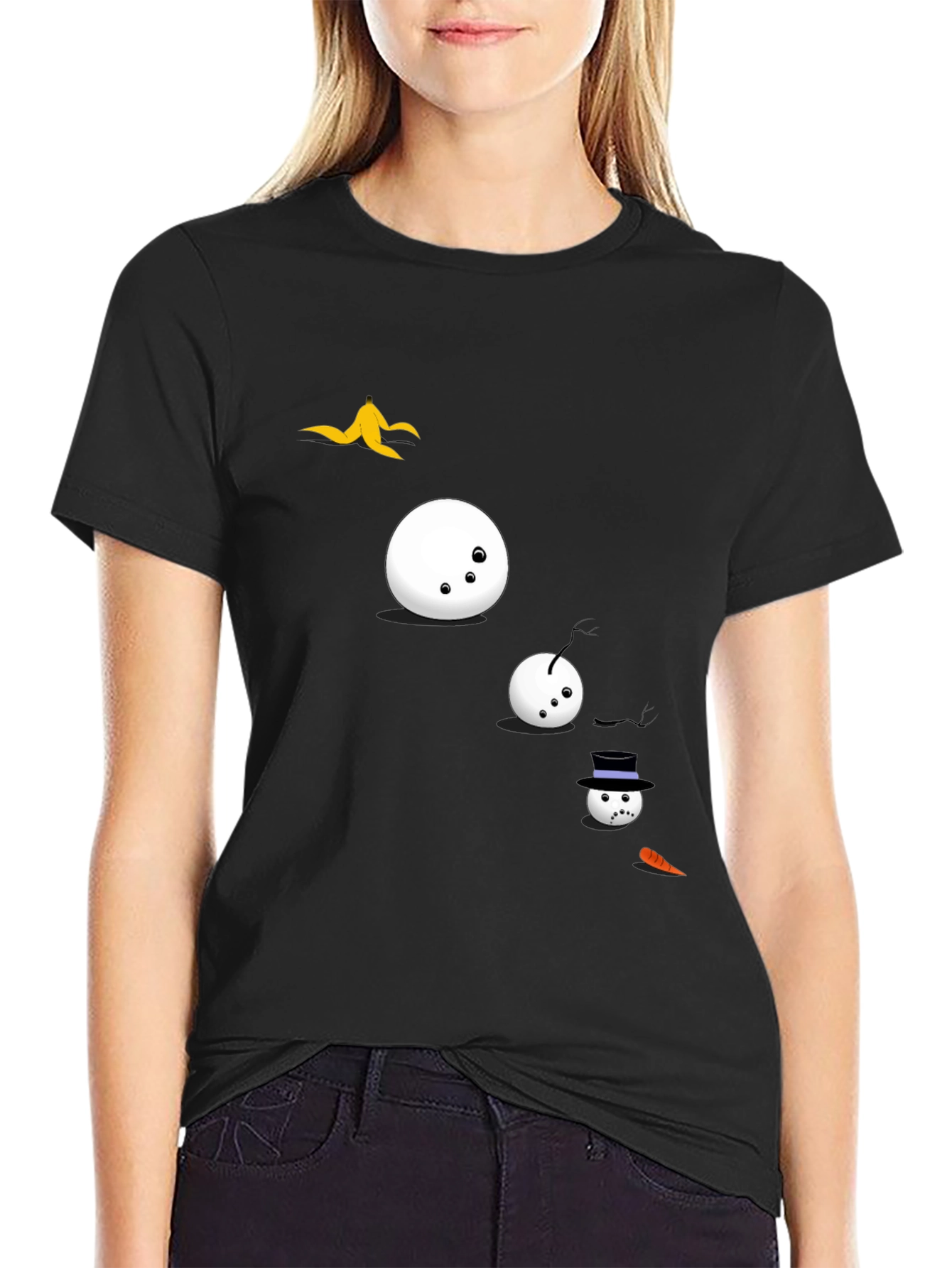 Funny Snowman T-Shirt - Black Cotton Tee