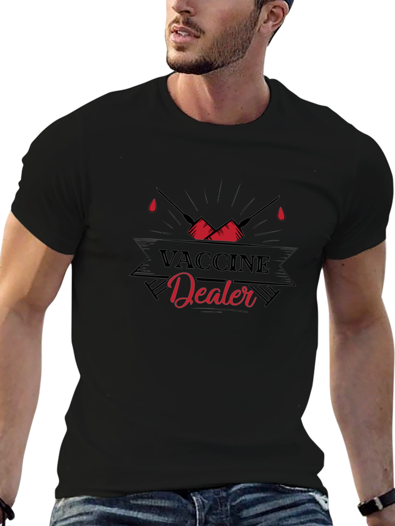 Vaccine Dealer Graphic T-Shirt - Black