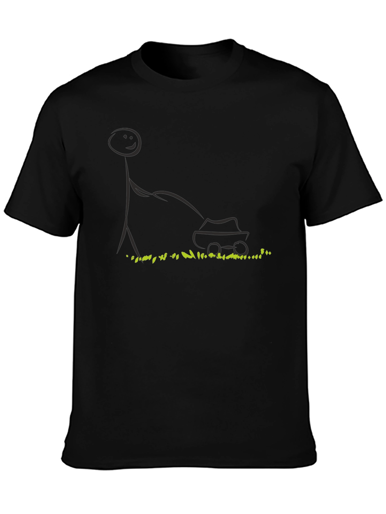 Stick Figure Lawn Mower T-Shirt - Black