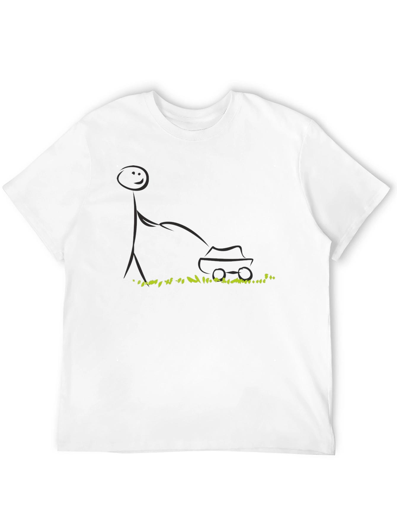 Stick Figure Lawn Mower T-Shirt - Black