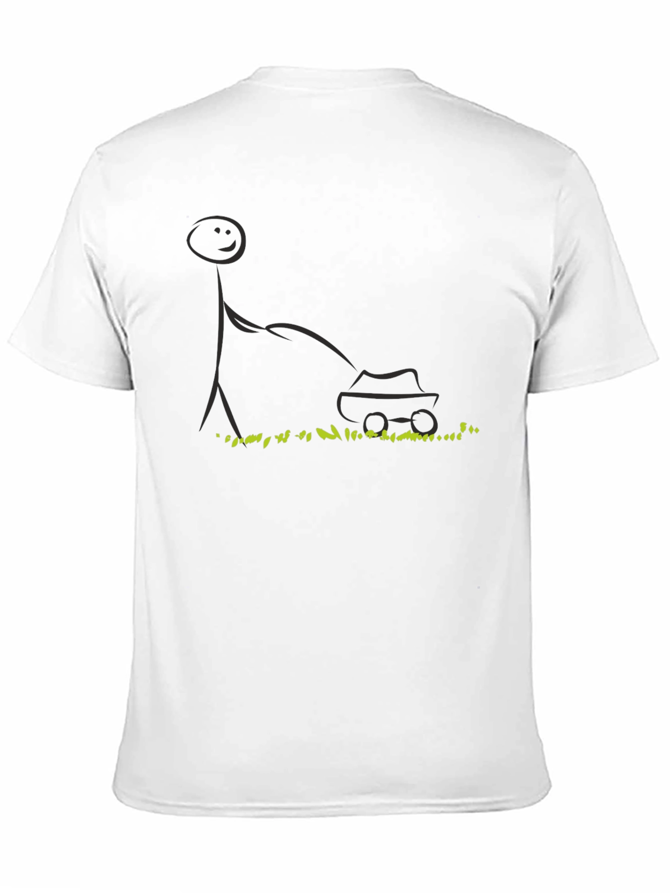 Stick Figure Lawn Mower T-Shirt - Black