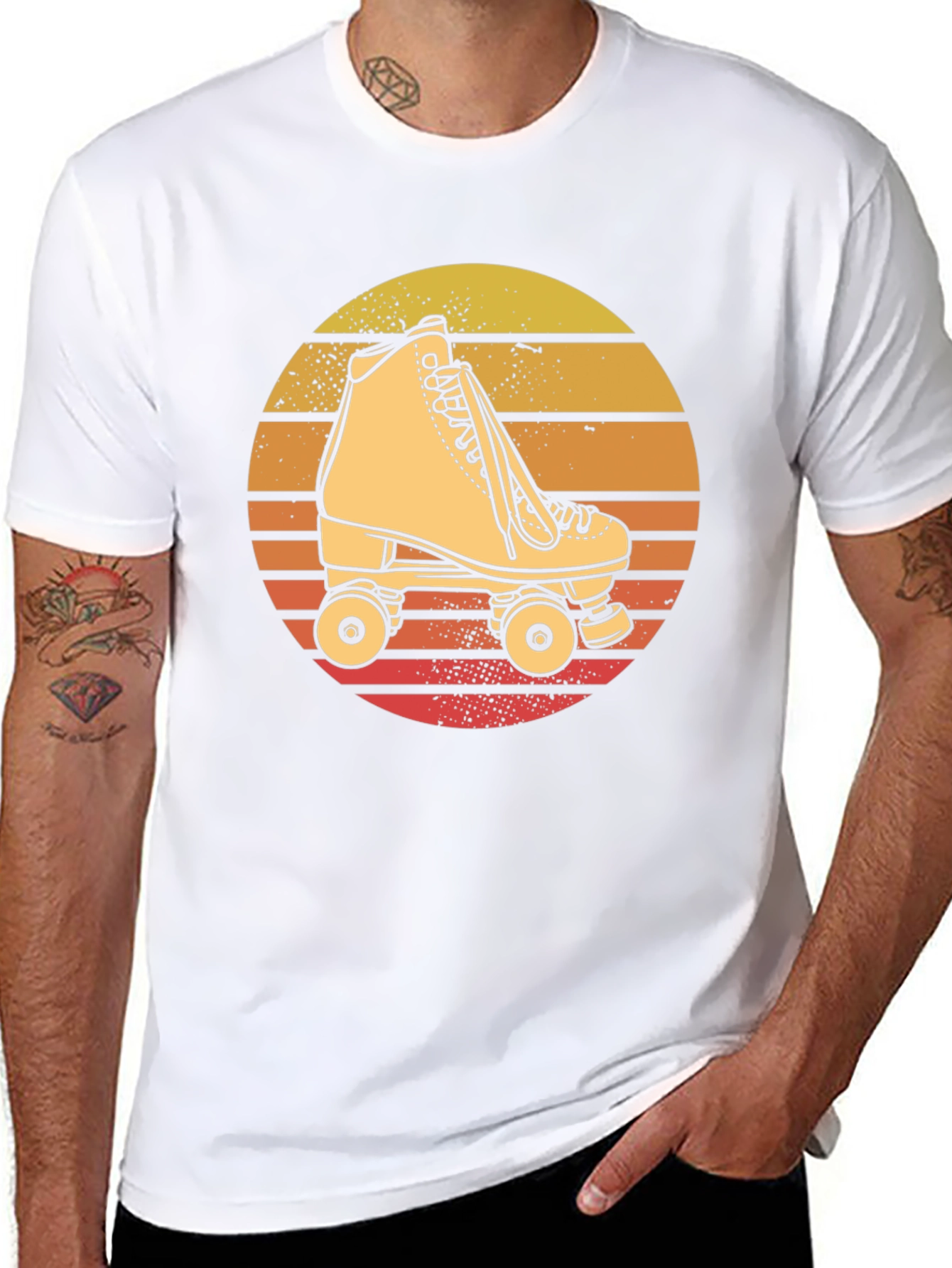 Retro Roller Skate T-Shirt - Sunset Design