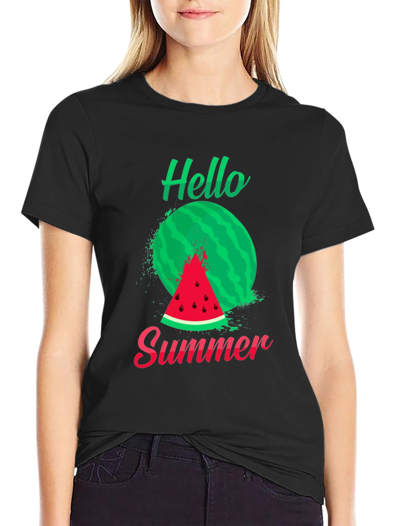 Hello Summer Watermelon Graphic T-Shirt