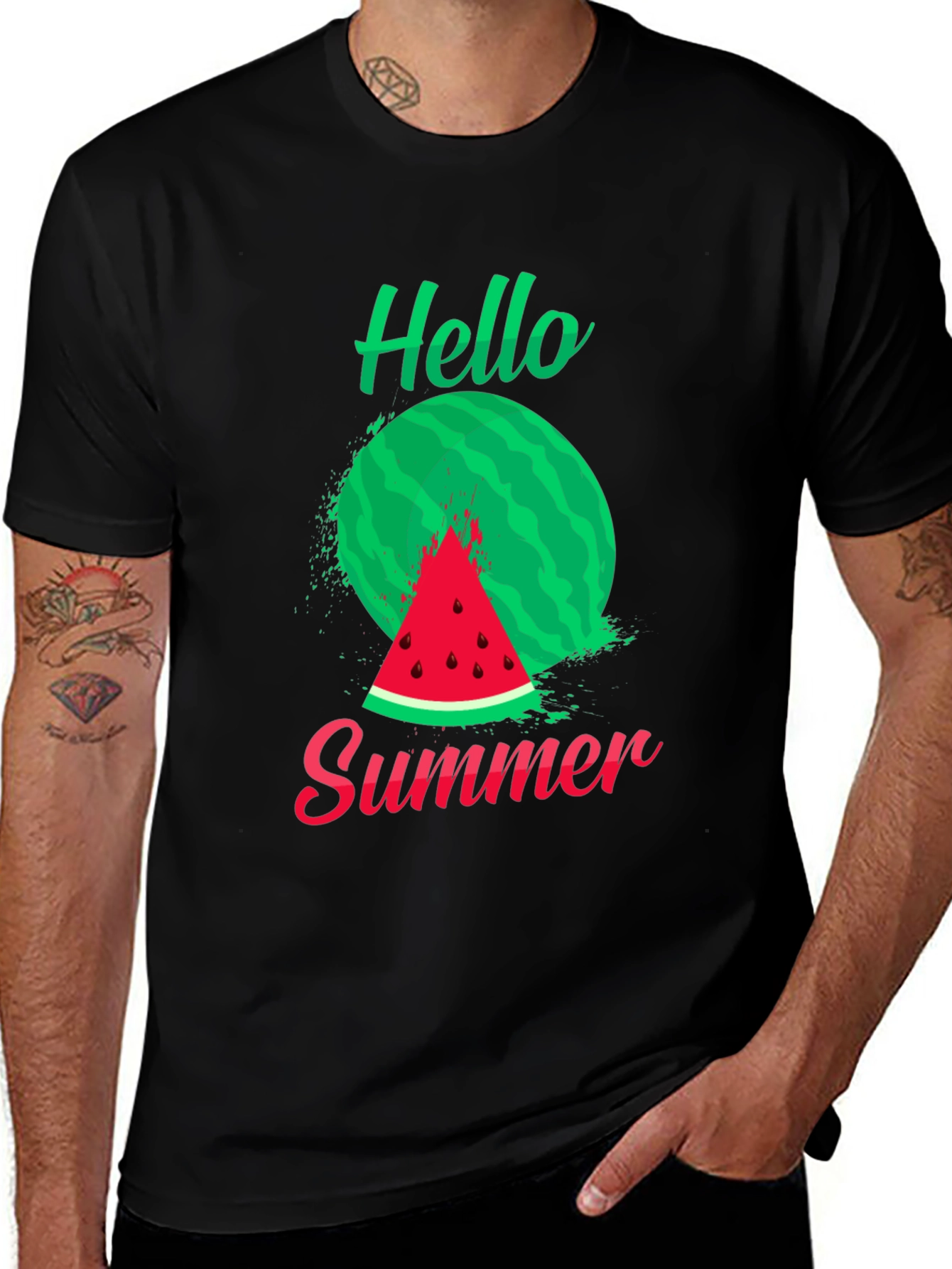 Hello Summer Watermelon Graphic T-Shirt