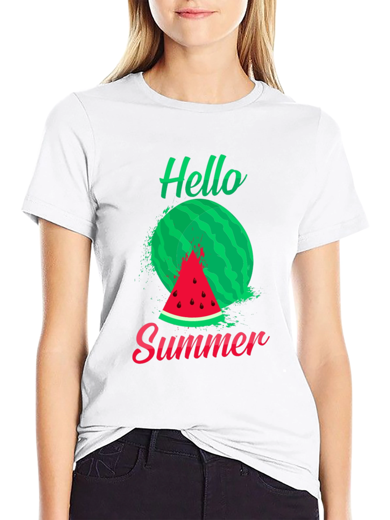 Hello Summer Watermelon Graphic T-Shirt
