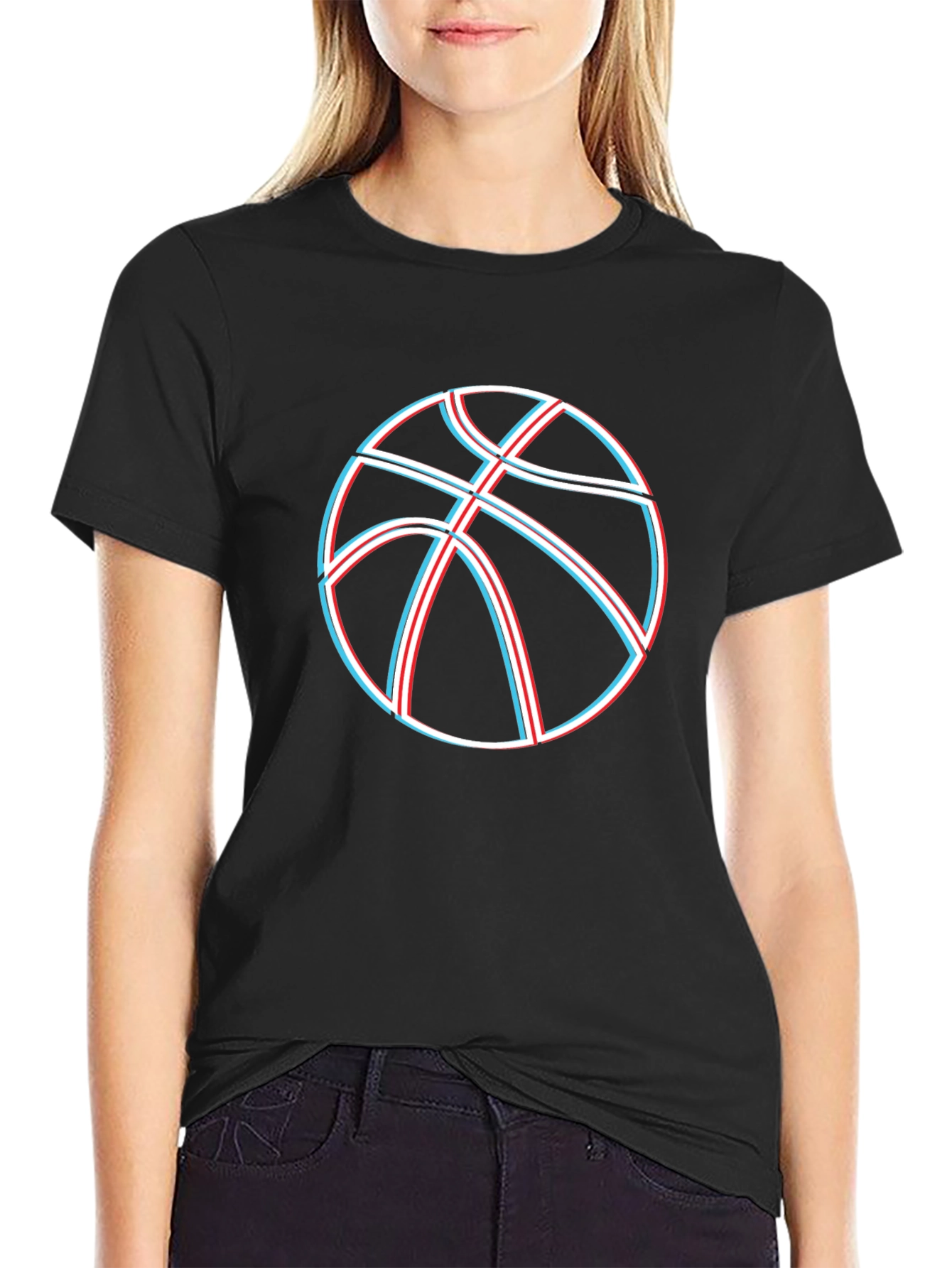 Basketball Graphic Tee - Black Cotton Blend