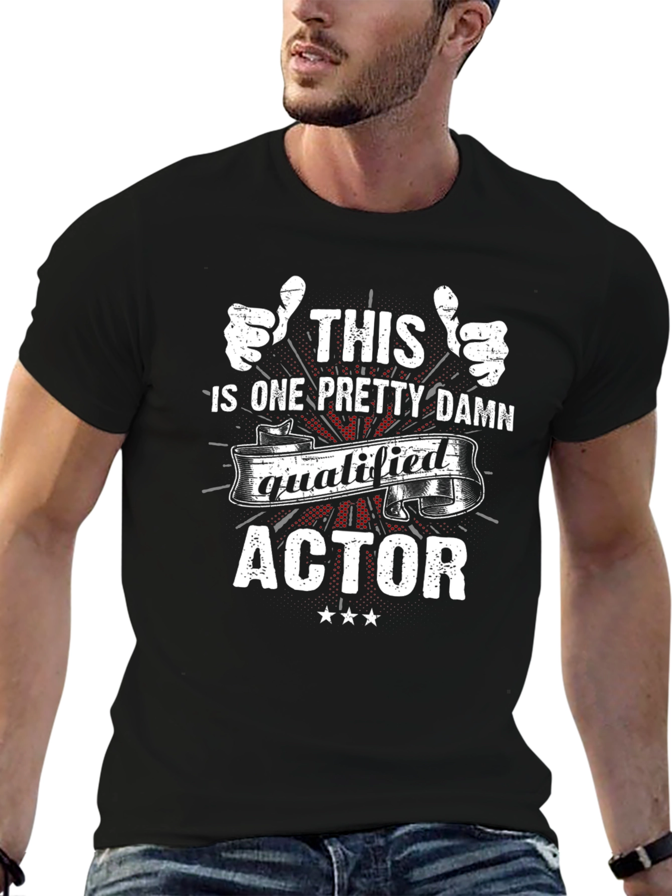 Qualified Actor Black Graphic T-Shirt