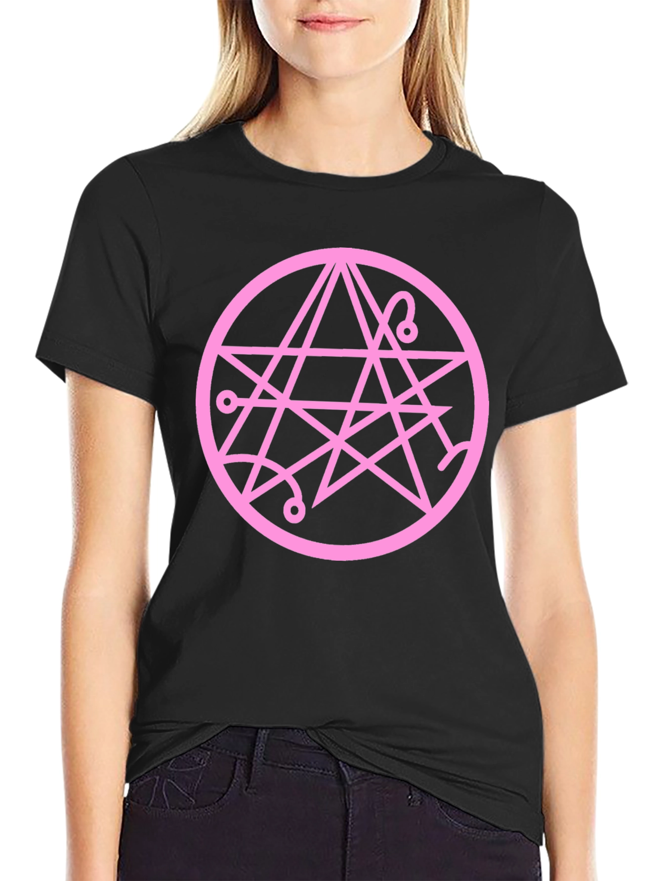 Occult Symbol Graphic Tee - Soft Black Cotton
