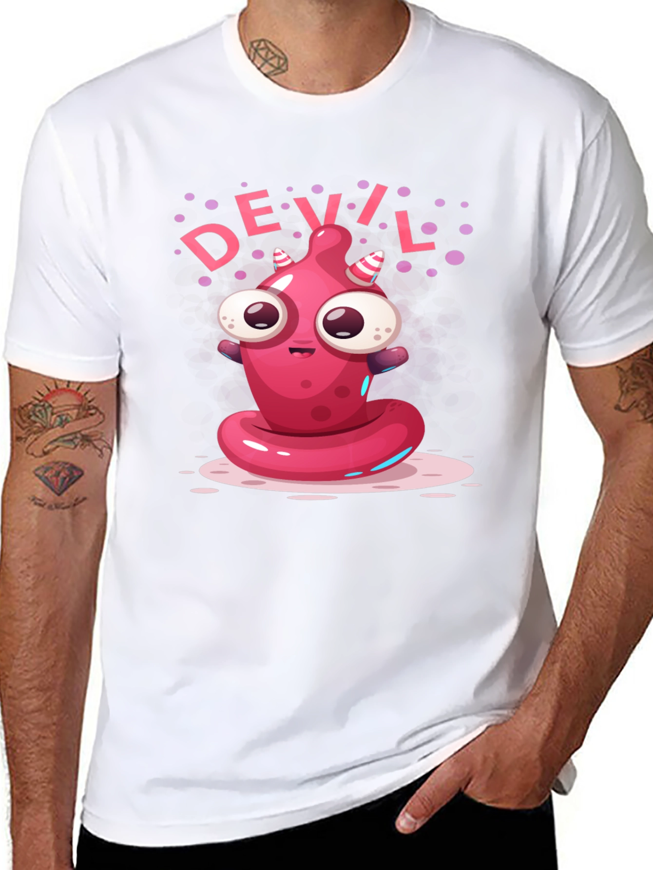 Devil Cartoon Graphic Black T-Shirt