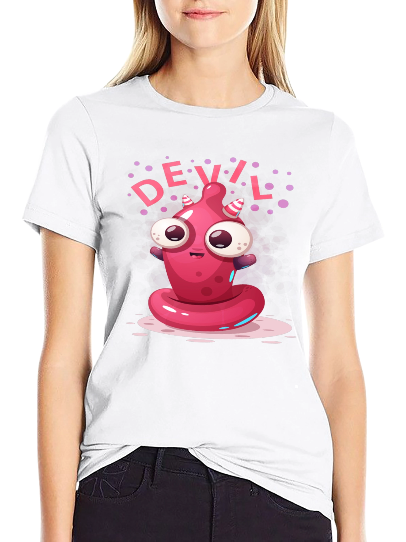 Devil Cartoon Graphic Black T-Shirt