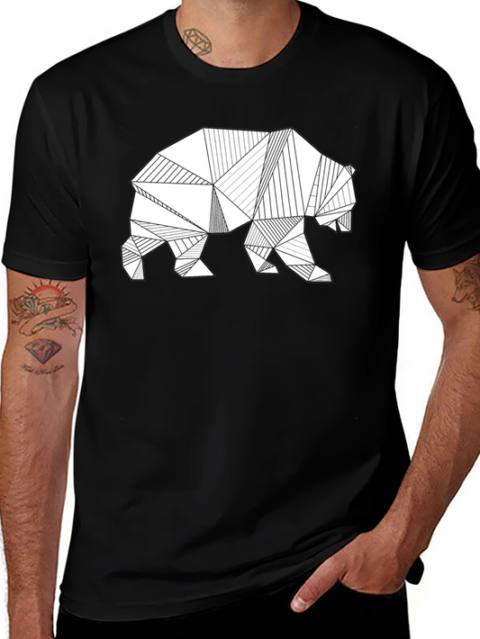 Geometric Bear Graphic T-Shirt - Modern Style