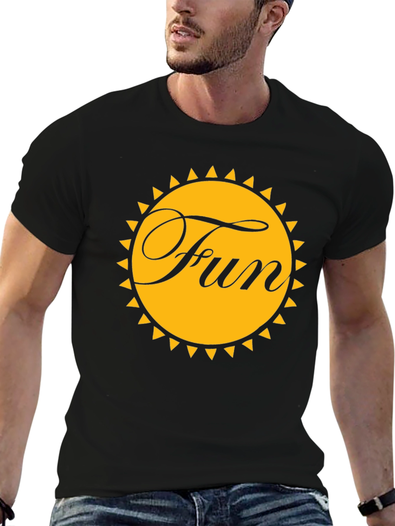 Fun Sun Graphic Tee - Black Cotton T-Shirt
