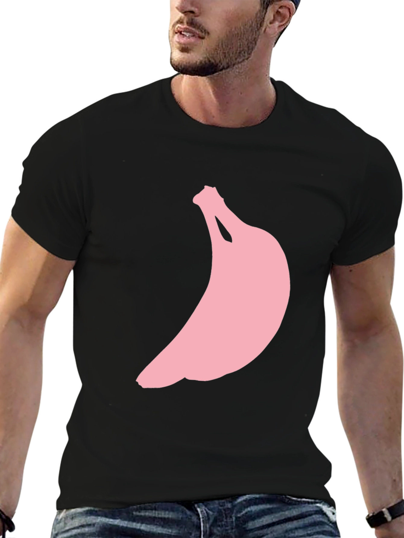 Pink Banana Graphic Black Tee