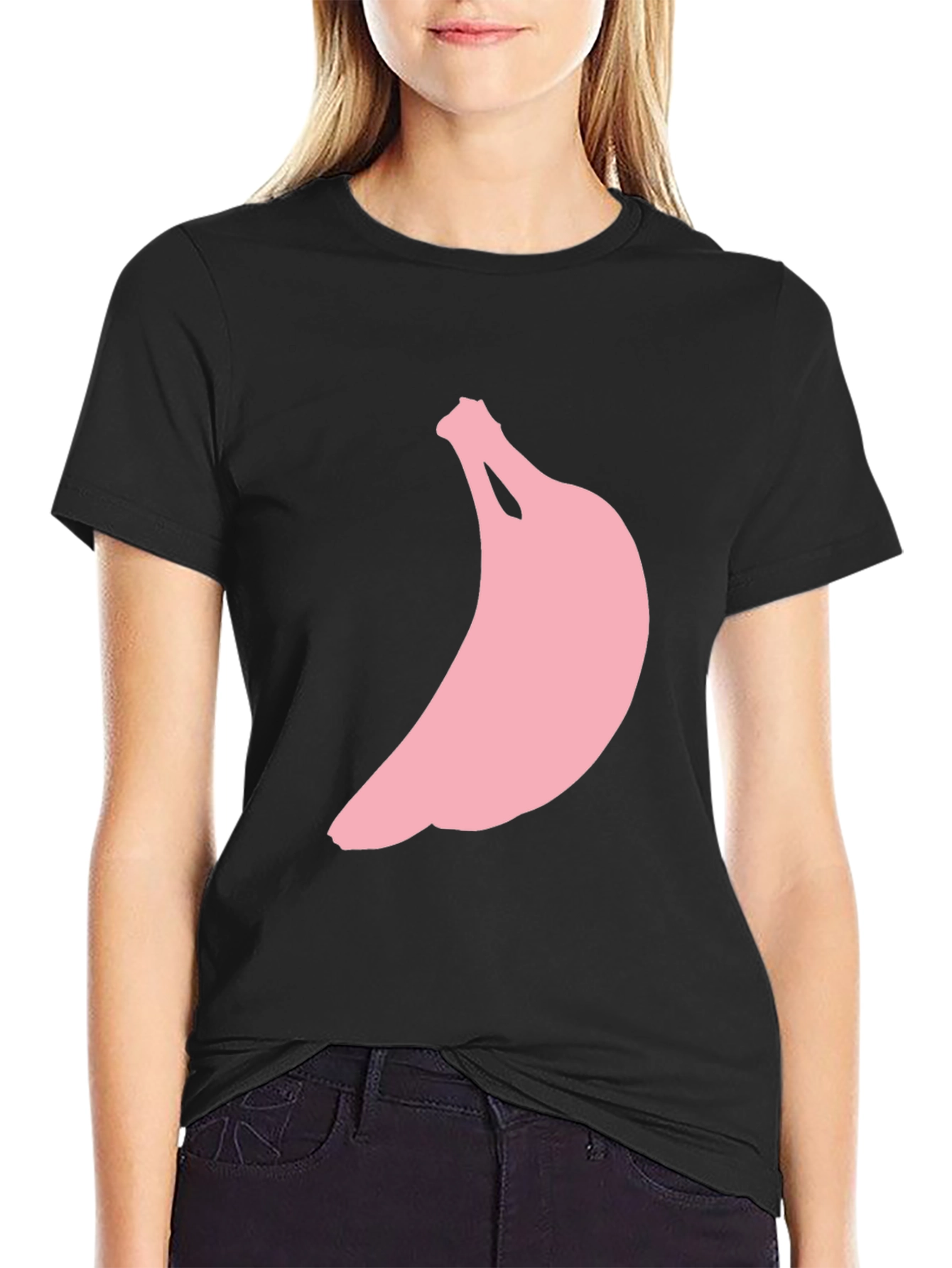 Pink Banana Graphic Black Tee