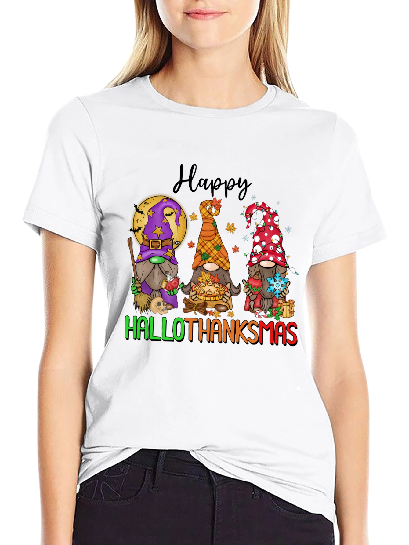 Hallothanksmas Gnomes T-Shirt Holiday Tee