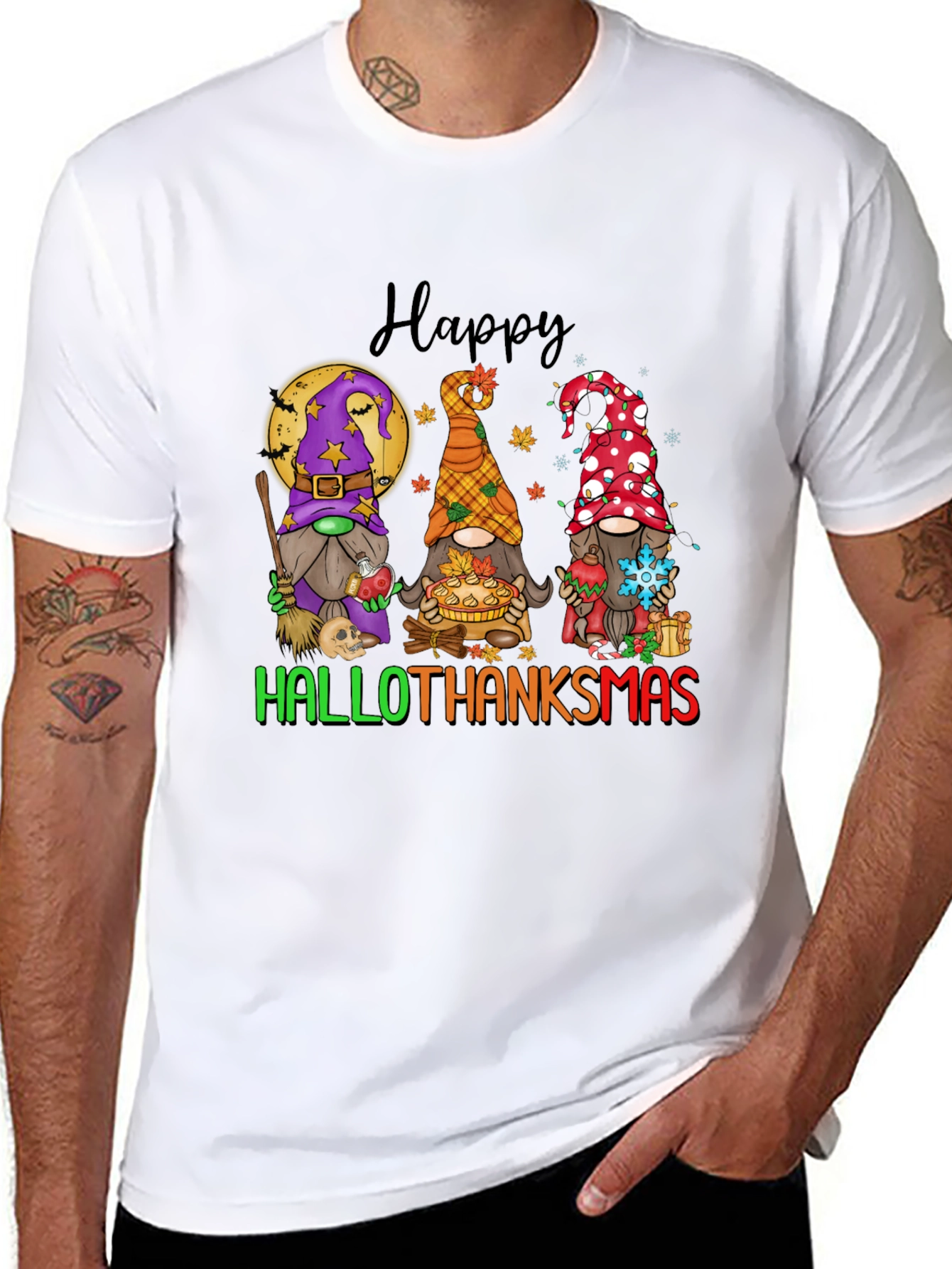 Hallothanksmas Gnomes T-Shirt Holiday Tee