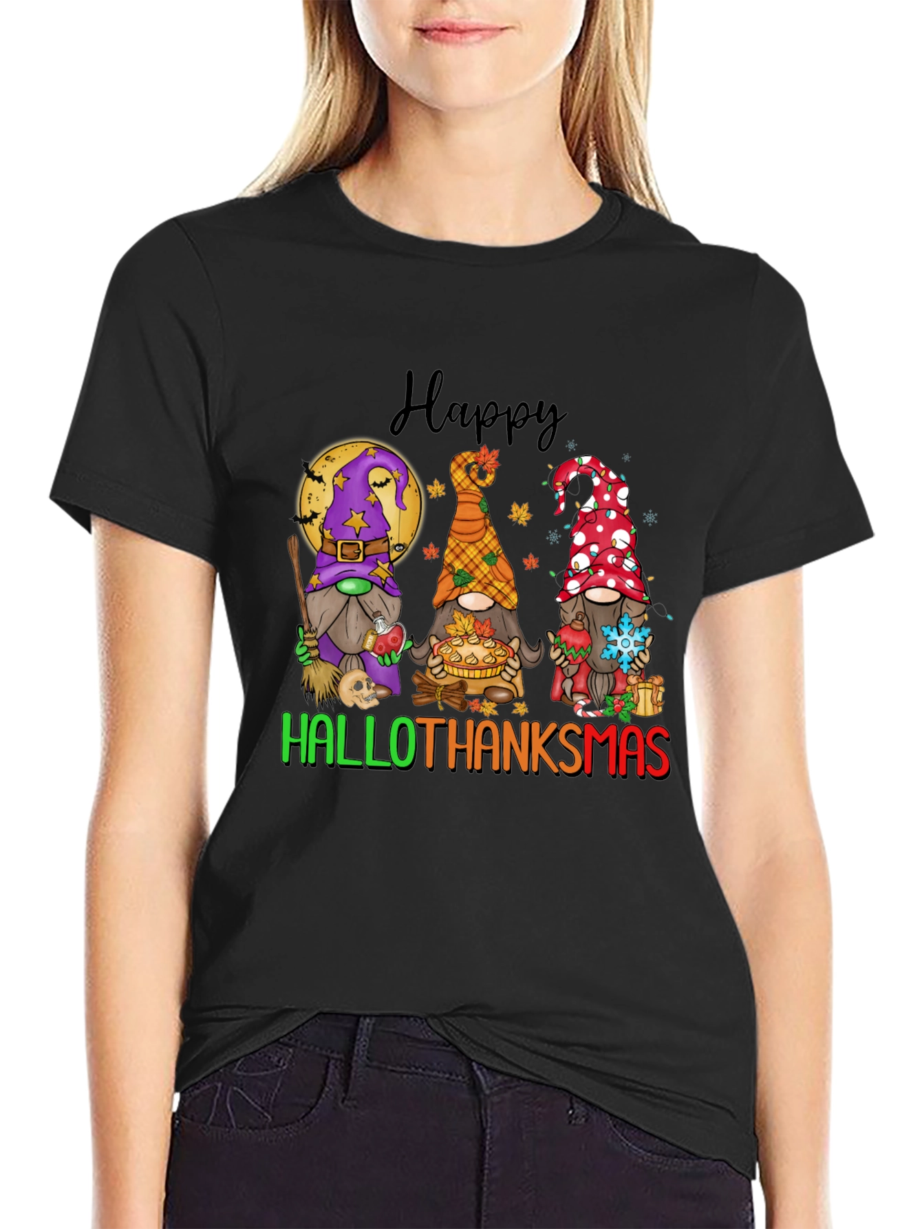 Hallothanksmas Gnomes T-Shirt Holiday Tee