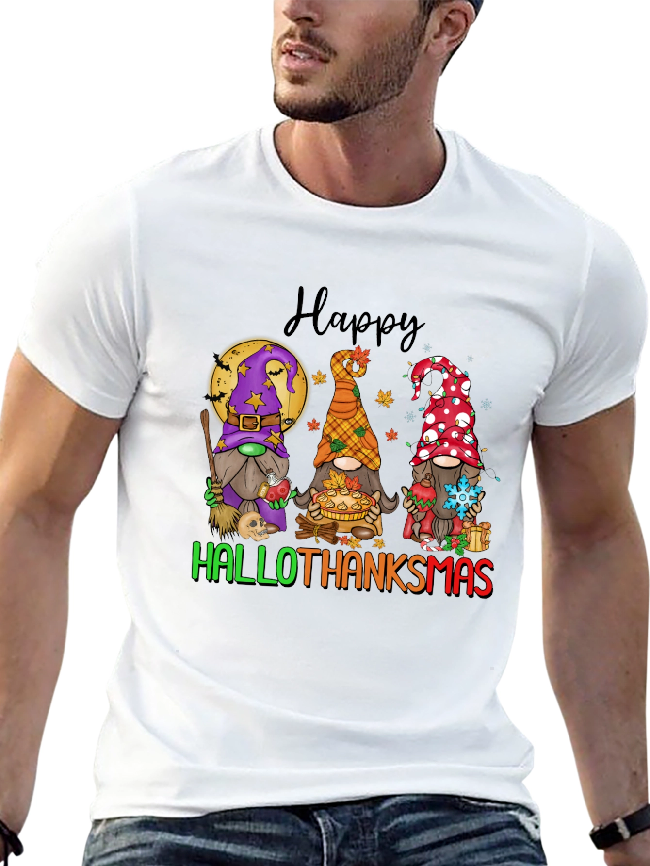 Hallothanksmas Gnomes T-Shirt Holiday Tee