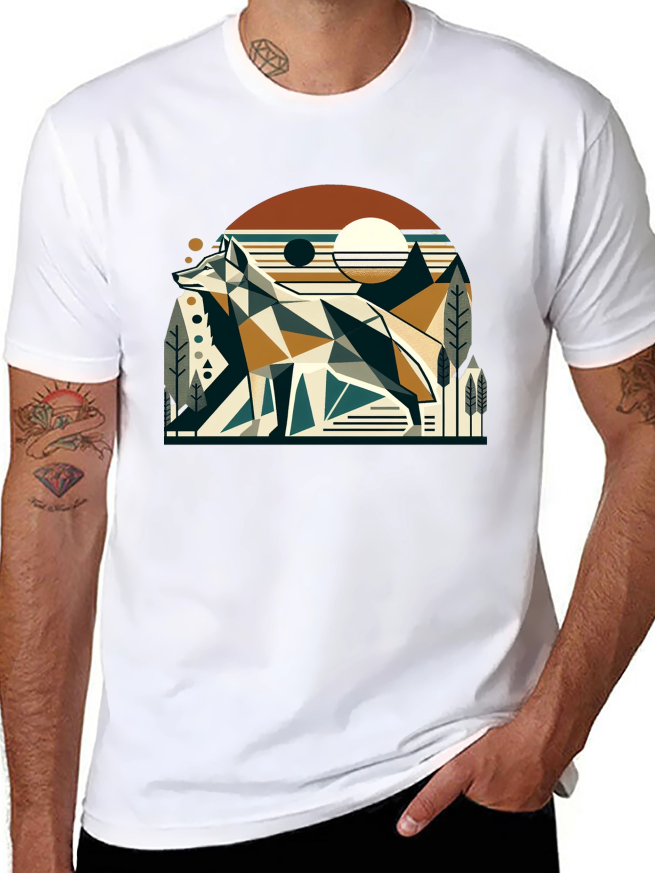 Geometric Fox Graphic Tee - Modern Nature Style