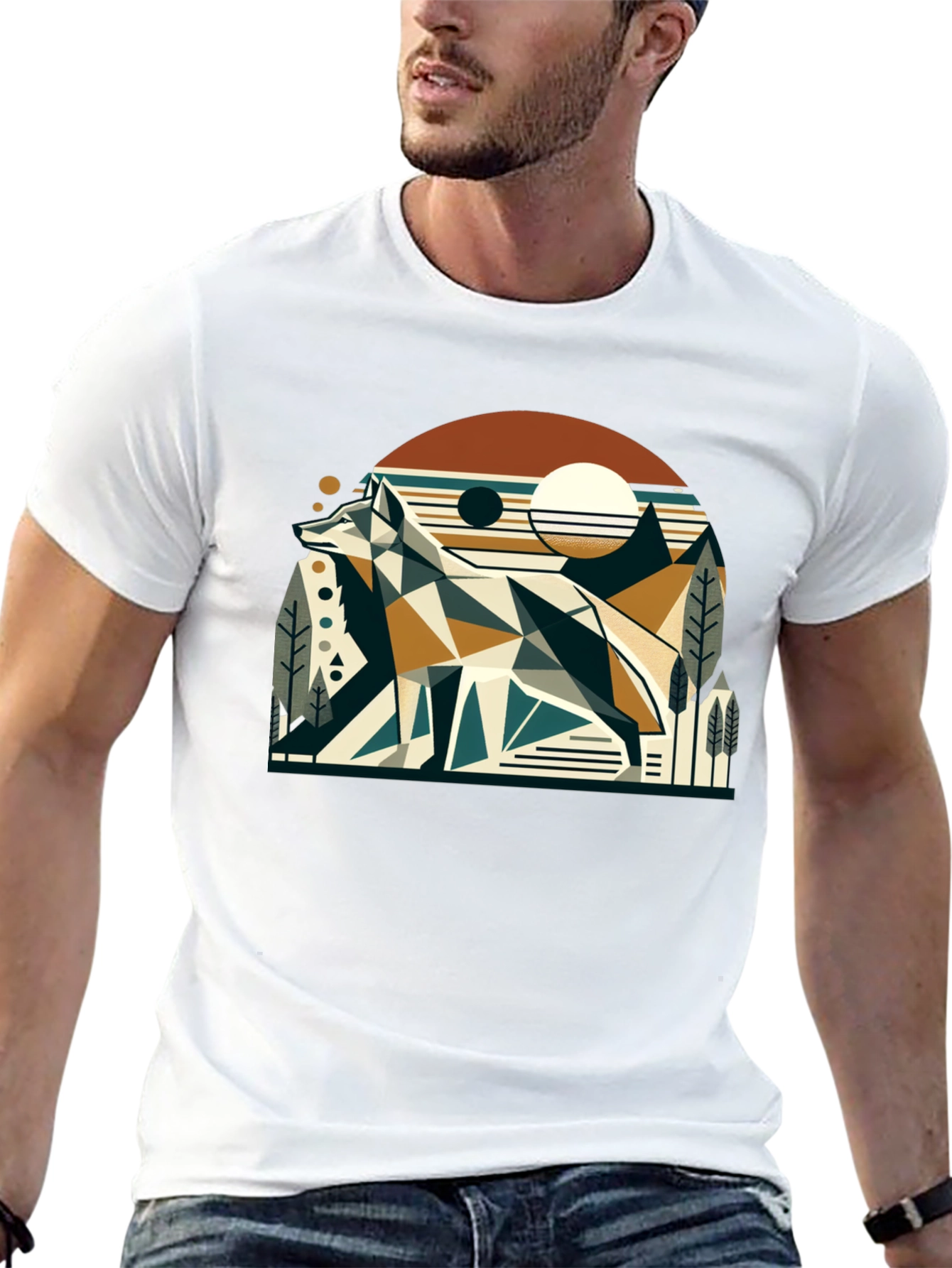 Geometric Fox Graphic Tee - Modern Nature Style