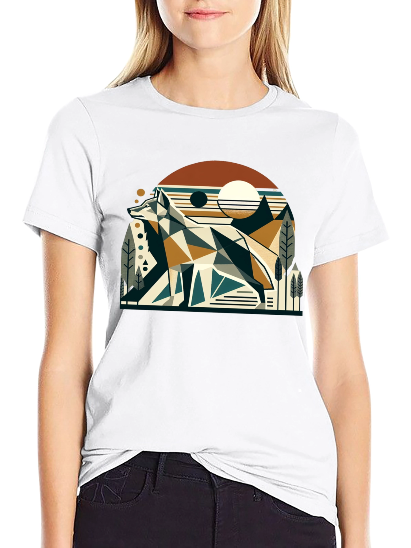 Geometric Fox Graphic Tee - Modern Nature Style