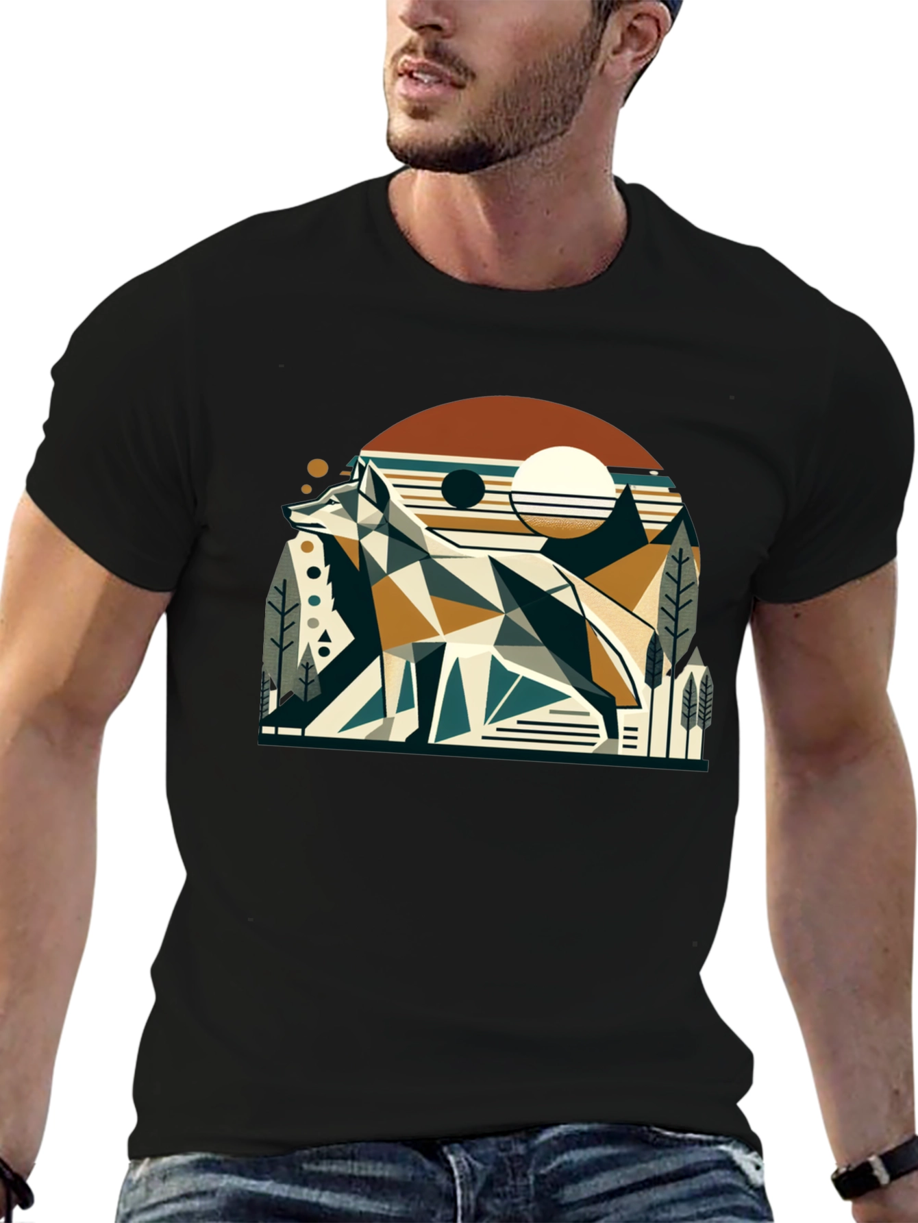 Geometric Fox Graphic Tee - Modern Nature Style