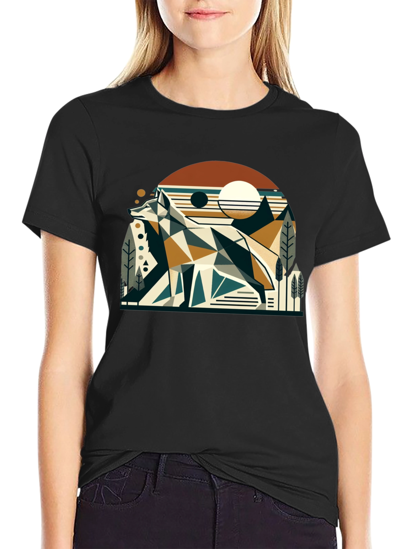 Geometric Fox Graphic Tee - Modern Nature Style