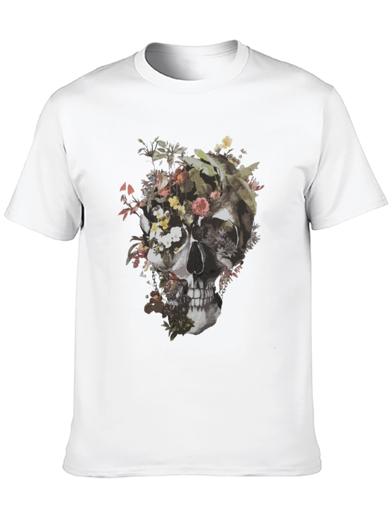 Floral Skull Graphic Black T-Shirt