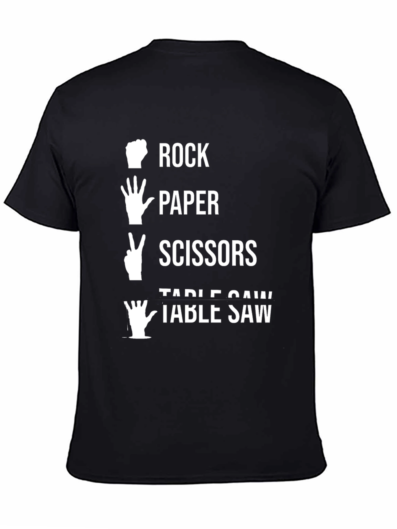 Rock Paper Scissors Table Saw Black T-Shirt