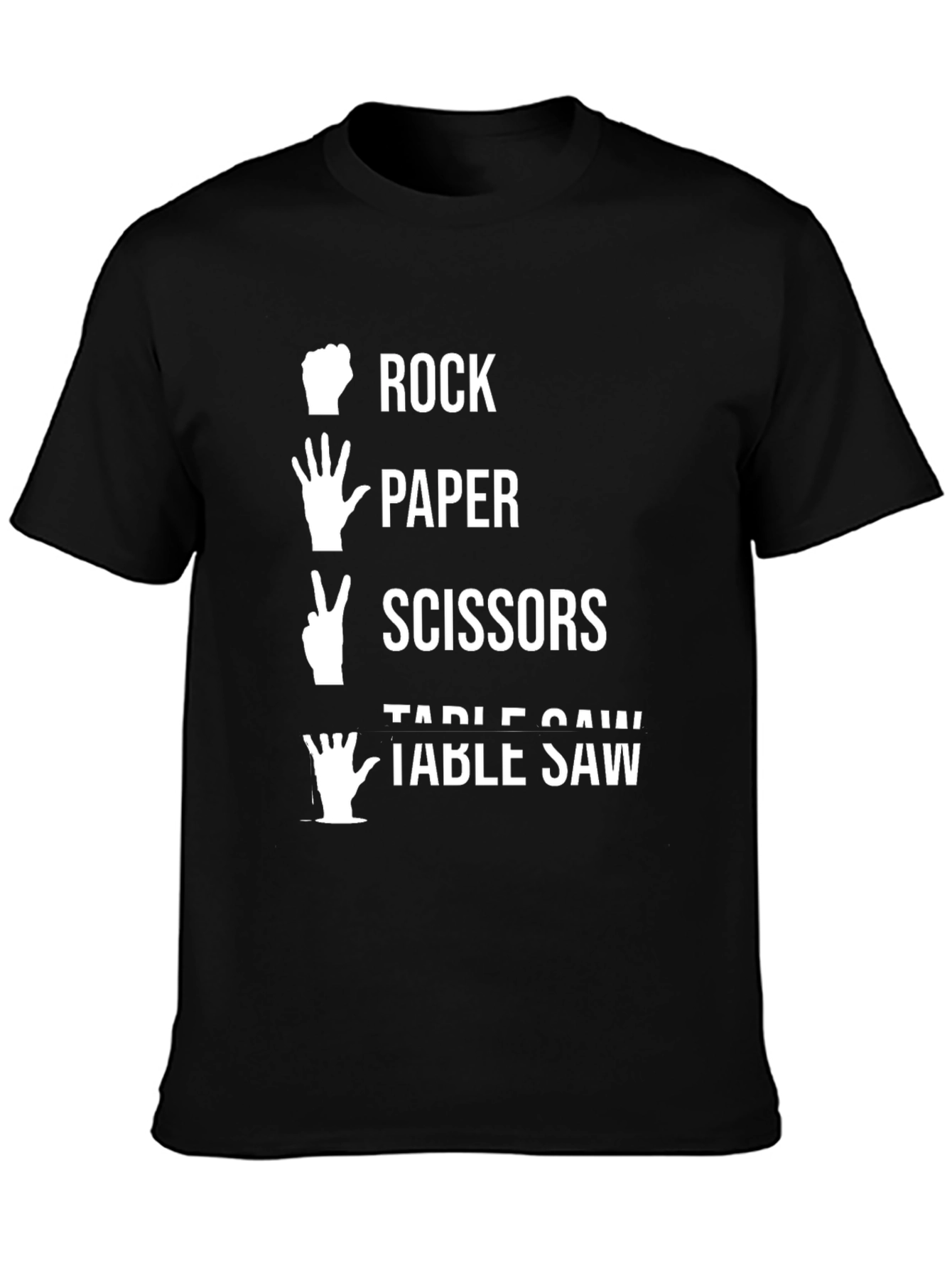 Rock Paper Scissors Table Saw Black T-Shirt