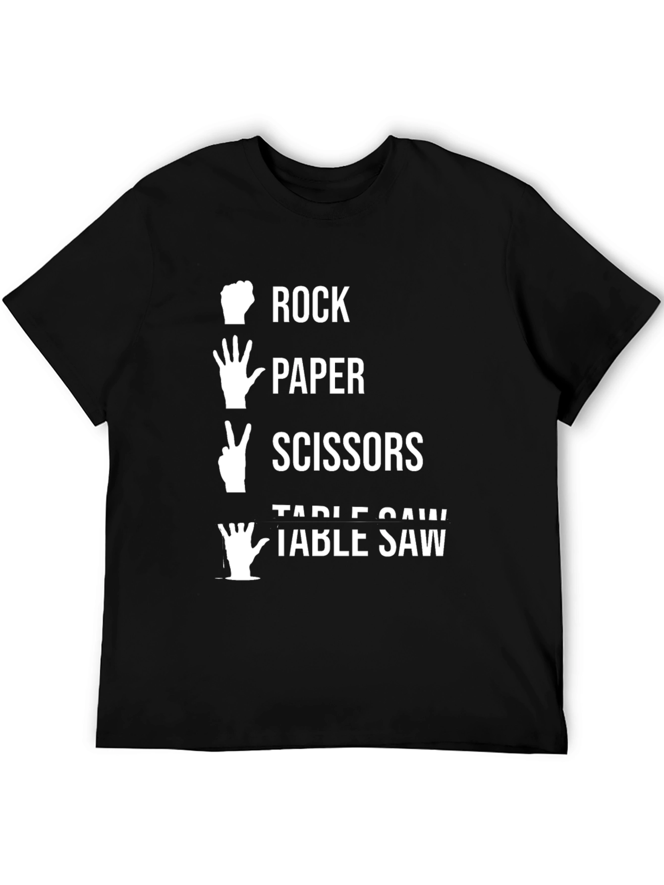 Rock Paper Scissors Table Saw Black T-Shirt
