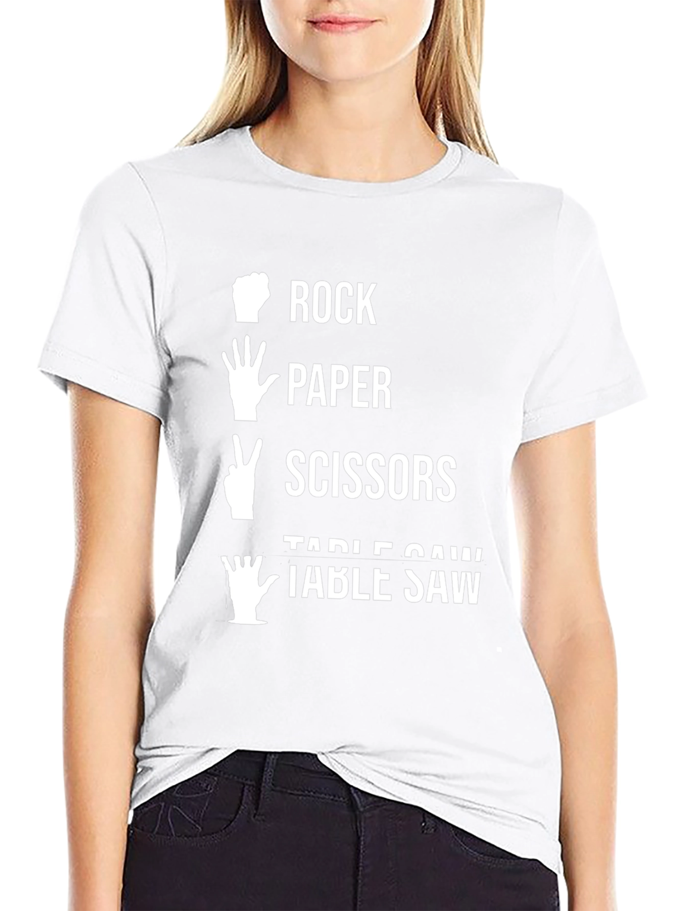 Rock Paper Scissors Table Saw Black T-Shirt