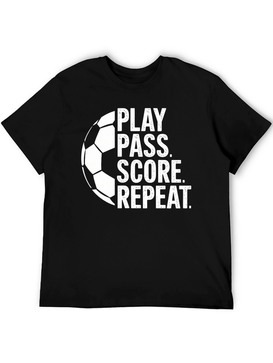Play Pass Score Repeat T-Shirt - Soccer Graphic Tee