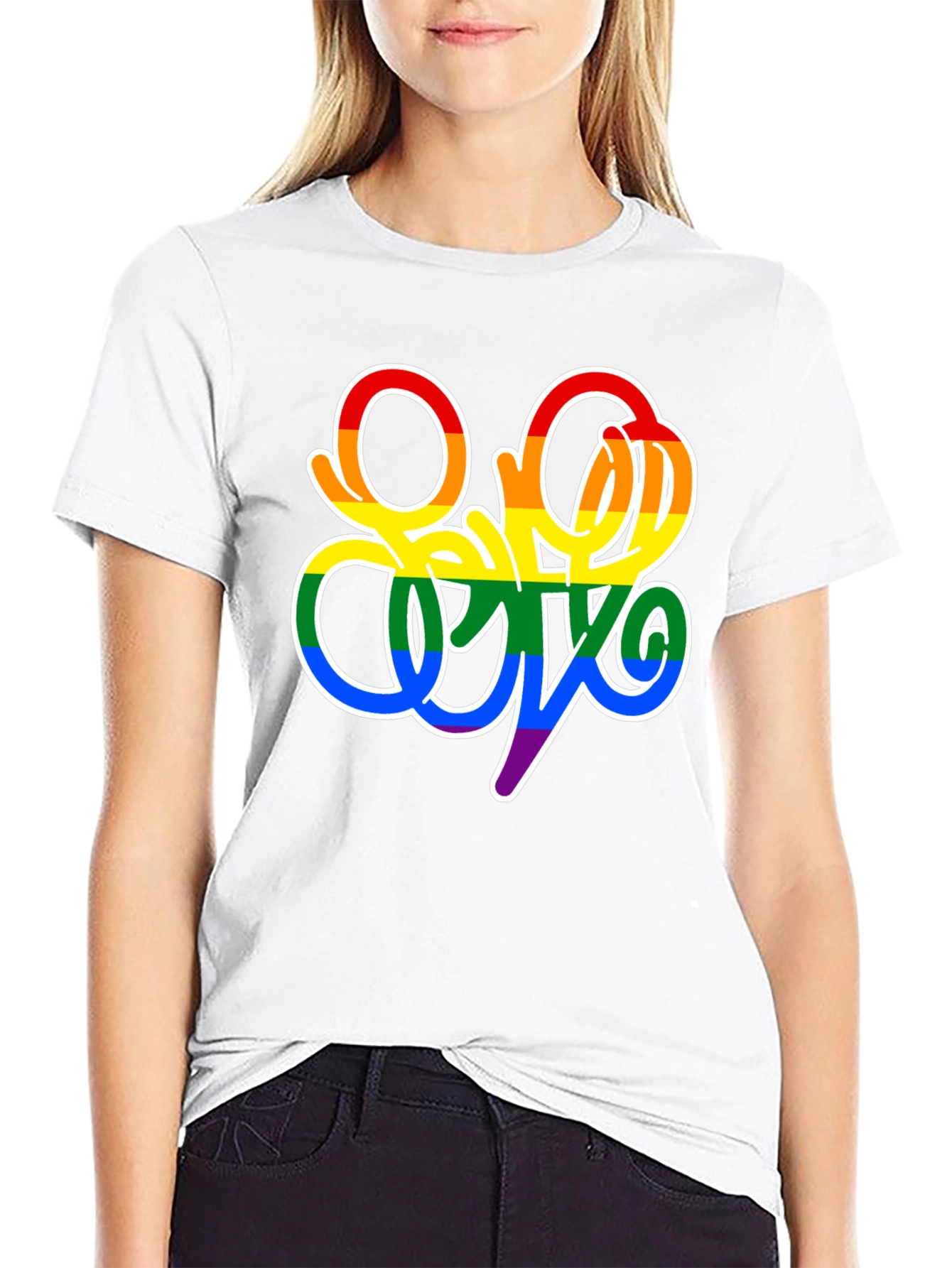 Pride Script Black T-Shirt - LGBTQ+ Rainbow Design