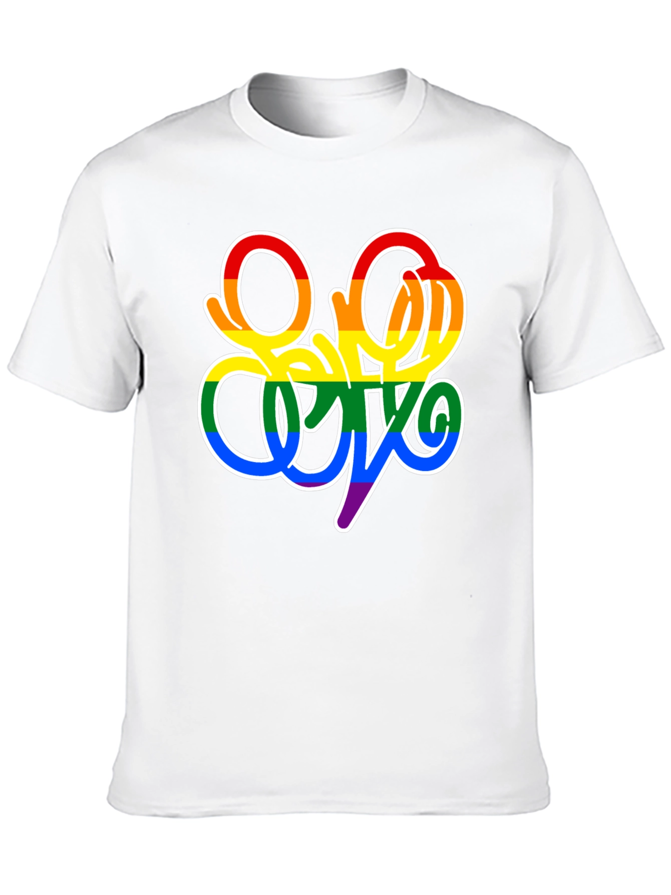 Pride Script Black T-Shirt - LGBTQ+ Rainbow Design