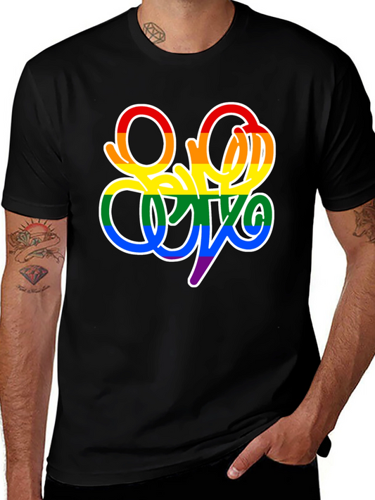 Pride Script Black T-Shirt - LGBTQ+ Rainbow Design
