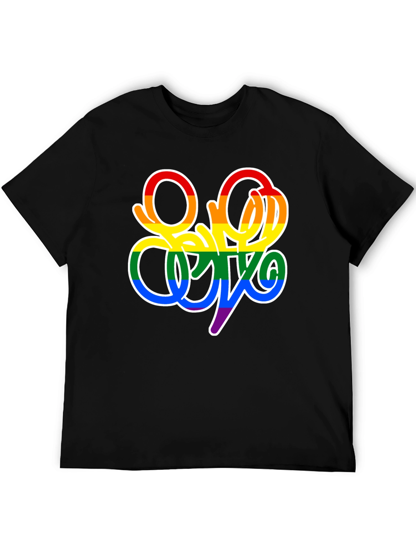 Pride Script Black T-Shirt - LGBTQ+ Rainbow Design